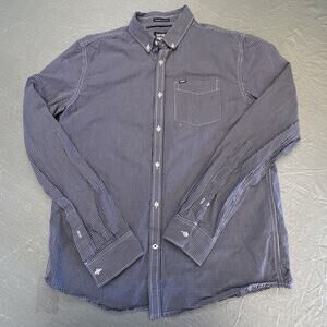 Superdry Premium Shirt Mens Large Blue White Gingham Plaid Modern Classic Fit